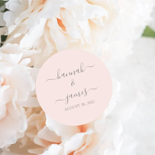 Sticker Rond Hannah Élégant Mariage de calligraphie rose
