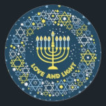 Sticker Rond Hannukah Menorah<br><div class="desc">Fêter Hanoukka</div>