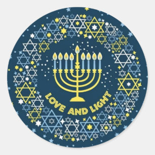 Sticker Rond Hannukah Menorah