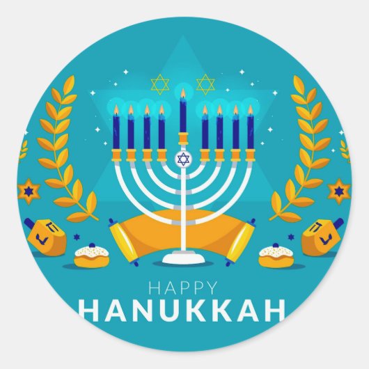 Sticker Rond Hannukah Menorah (Devant)