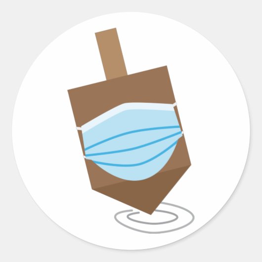 Sticker Rond Hanoukka 2020 - Dessus filant avec masque de visag (Devant)