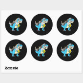 Sticker Rond Hanoukka Dinosaur Menorawr Saurus Rex Chanukah (Feuille)