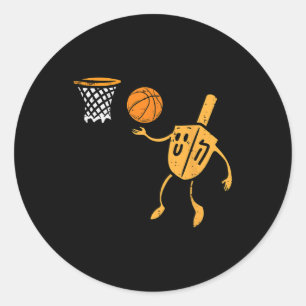 Sticker Rond Hanoukka Dreidel Basketball Chanukah Hommes juifs 