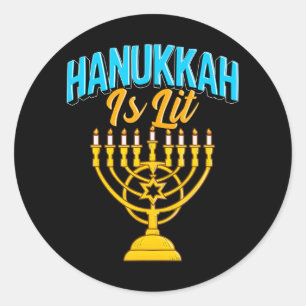 Sticker Rond Hanoukka est Lit