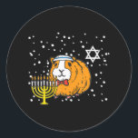 Sticker Rond Hanoukka Guinée Pig Chanukah Juifs garçons filles<br><div class="desc">Hanoukka Guinée Pig Chanukah Juifs garçons filles</div>