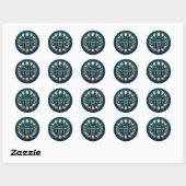 Sticker Rond Hanoukka heureuse avec Menorah (Feuille)