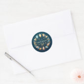 Sticker Rond Hanoukka heureuse avec Menorah (Enveloppe)
