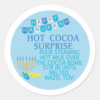 Sticker Rond HANOUKKA Hot coca bombe autocollant, Mazel tov
