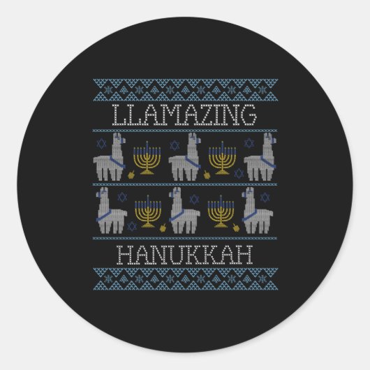Sticker Rond Hanoukka - Llamazing Hanoukka (Devant)