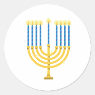 Sticker Rond Hanoukka Menorah