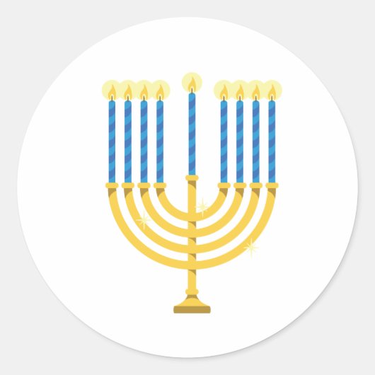 Sticker Rond Hanoukka Menorah (Devant)