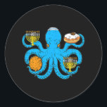 Sticker Rond Hanoukka Octopus Chanukah Juif s<br><div class="desc">Hanoukka Octopus Chanukah Juif s</div>