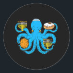 Sticker Rond Hanoukka Octopus Chanukah Juif s<br><div class="desc">Hanoukka Octopus Chanukah Juif s</div>