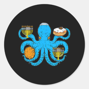 Sticker Rond Hanoukka Octopus Chanukah Juif s