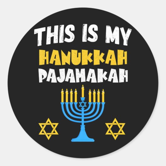 Sticker Rond Hanoukka pour la famille Chanukah Funny Hanoukka (Devant)