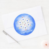 Sticker Rond Hanoukka Star et Snowflakes Blue (Enveloppe)