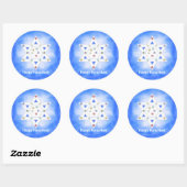 Sticker Rond Hanoukka Star et Snowflakes Blue (Feuille)