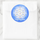 Sticker Rond Hanoukka Star et Snowflakes Blue (Sac)