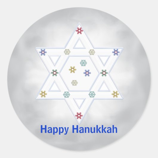 Sticker Rond Hanoukka Star et Snowflakes Grey (Devant)