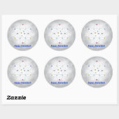Sticker Rond Hanoukka Star et Snowflakes Grey (Feuille)
