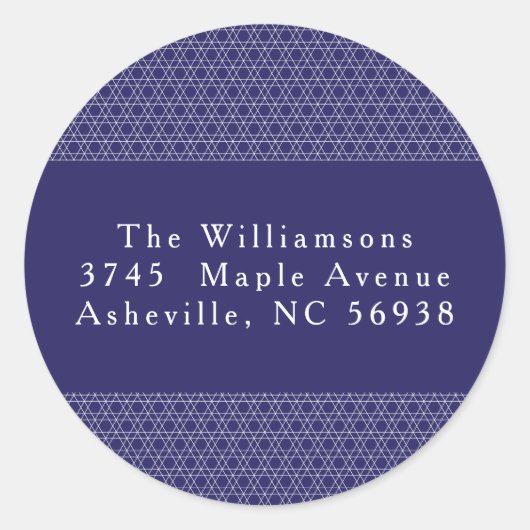 Sticker Rond Hanoukka Star Lines Blue Return Adresse (Devant)