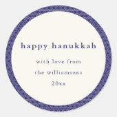 Sticker Rond Hanoukka Star Lines moderne Elégant bleu personnal (Devant)
