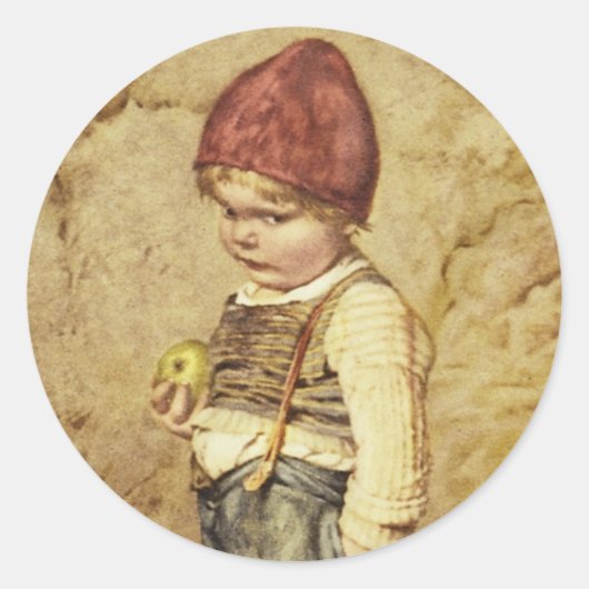 Sticker Rond Hansel Avec Pomme Dorée (Devant)
