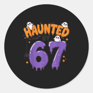 Sticker Rond Hanté par 67 drôle de fantôme 6 7 costume d'Hallow