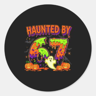 Sticker Rond Hanté par 67 Drôle Six Sept Drip Fantôme Spooky Ha