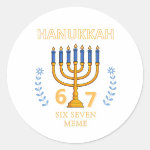 Sticker Rond Hanukkah 67 Six Seven Mème