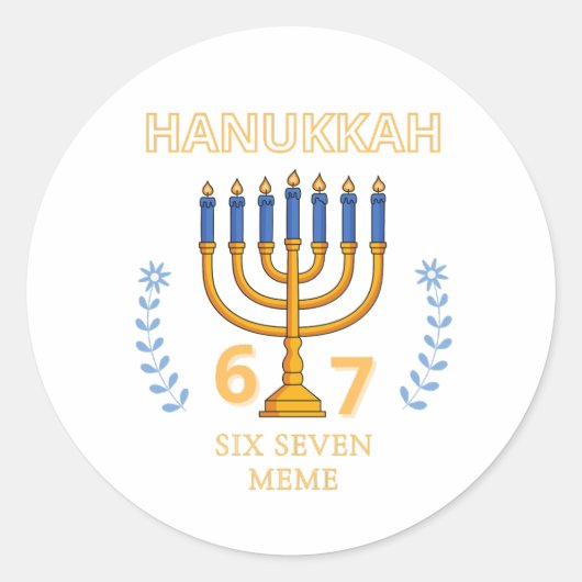 Sticker Rond Hanukkah 67 Six Seven Meme (Devant)
