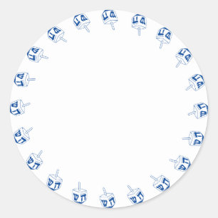 Sticker Rond Hanukkah bleu et blanc Bordure toupie vide mignonn