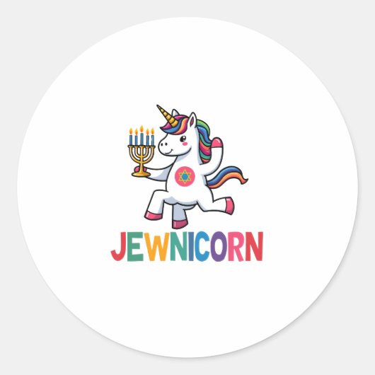 Sticker Rond Hanukkah Dabbing Unicorn Jewnicorn Chanukah Jewish (Devant)