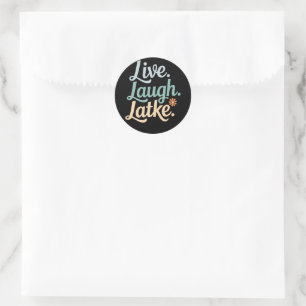 Sticker Rond Hanukkah En Direct de Rire Latke Drôle de Vacances