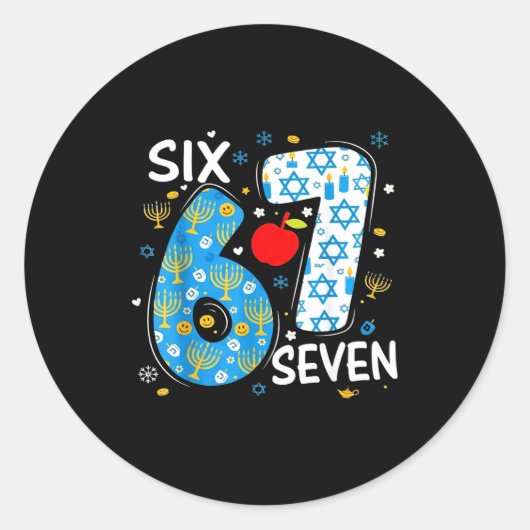 Sticker Rond Hanukkah Menorah Dreidel 67 Festive Chanukah Six S (Devant)