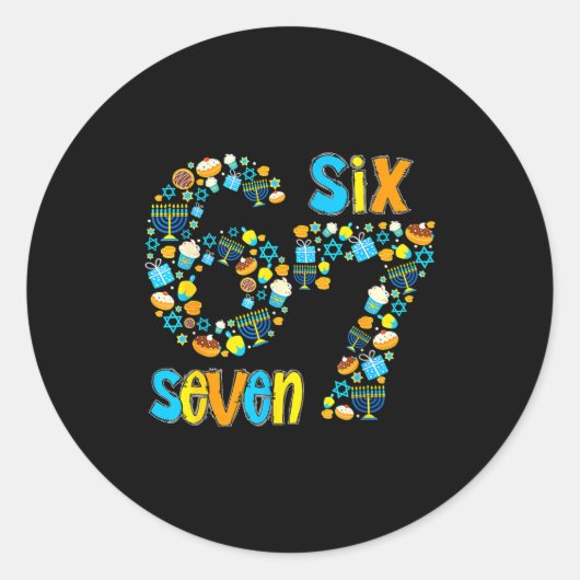 Sticker Rond Hanukkah Menorah Dreidel 67 Festive Chanukah Six S (Devant)