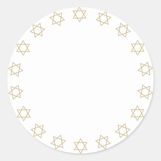 Sticker Rond Hanukkah or blanc étoiles de David bordure vierge (Devant)