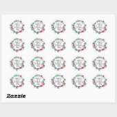 Sticker Rond Happiness citation, Inspirational dit Boho floral (Feuille)