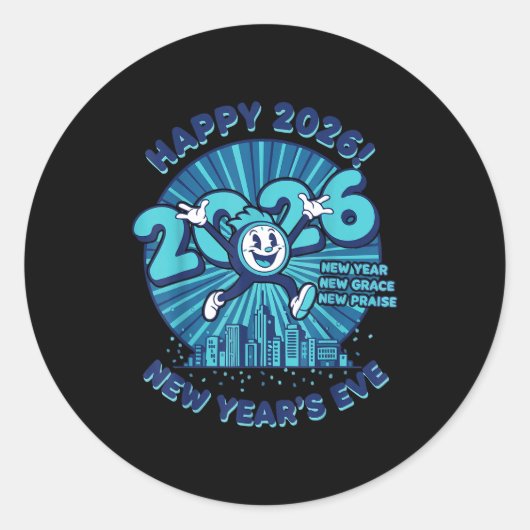 Sticker Rond Happy 2026 New Year's Eve Celebration Design  (Devant)