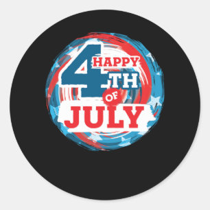 Sticker Rond Happy 4 juillet - drapeau américain Couleur