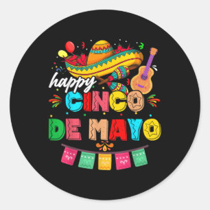Sticker Rond Happy 5 De Mayo Lets Fiesta Viva Mexico Cinco De M