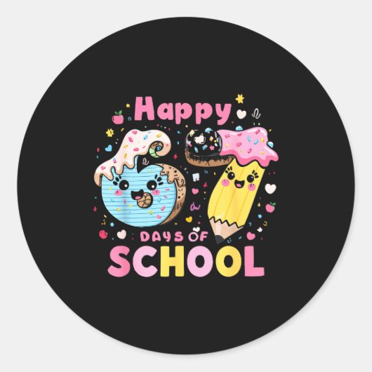 Sticker Rond Happy 67th Day Of School Cute Ice Cream 100 Days S (Devant)