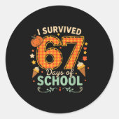 Sticker Rond Happy 67th Day Of School Funny Teacher Thanksgivin (Devant)
