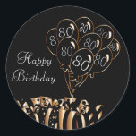 Sticker Rond Happy 80th Birthday<br><div class="desc">⭐ ⭐ ⭐ ⭐ 5 Star Review. Stickers Balloon Noir. prêt pour vous à personnaliser. ⭐ Ce Produit est 100% Personnalisable. *****Cliquez sur le BOUTON PERSONNALISER pour ajouter, supprimer, déplacer, redimensionner, modifier, tourner, etc... n'importe quel graphique ou texte. 99% de mes designs dans mon magasin sont faits en couches. Cela...</div>