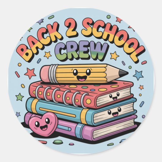 Sticker Rond Happy Back 2 School Crew (Devant)