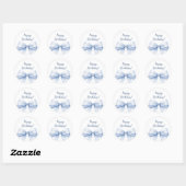 Sticker Rond Happy Birthday Bow Light Blue elegant (Feuille)