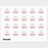 Sticker Rond Happy Birthday Bow Pink elegant (Feuille)