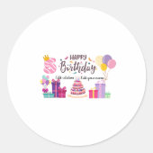 Sticker Rond Happy Birthday Editable Design  (Devant)