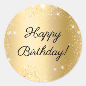 Sticker Rond Happy Birthday Gold glitter (Devant)