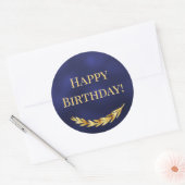 Sticker Rond Happy Birthday navy blue gold decor (Enveloppe)